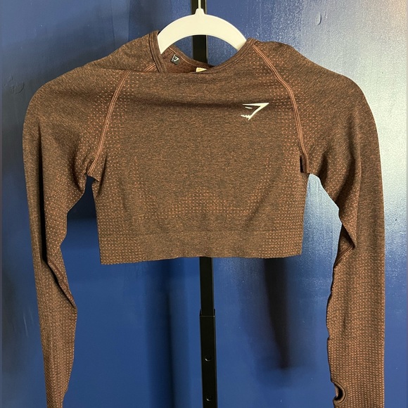 Gymshark Tops - GymShark Long Sleeve Brown Workout Top Size Small